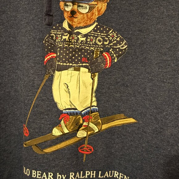 Ralph Lauren Ski Polo Bear Fleece Hoodie Navy Heather Pullover XL/TG Sz $208 - Picture 4 of 9